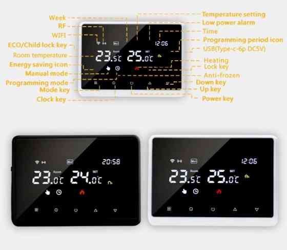 Бездротовий розумний термостат Myuet ME98 Wi-Fi + RF для котла (Tuya) Винница