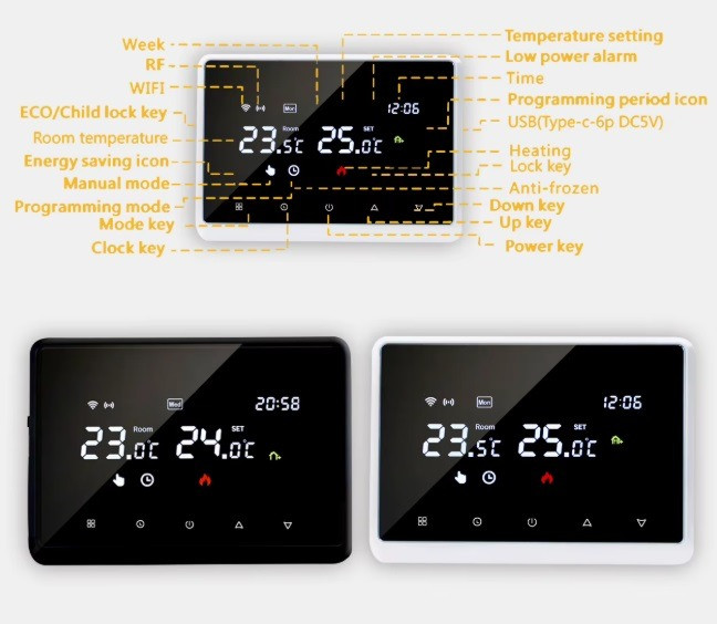Бездротовий розумний термостат Myuet ME98 Wi-Fi + RF для котла (Tuya) Винница - изображение 5