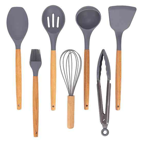 Набор силиконовых кухонных принадлежностей Kamille 8 предметов серый Одеса