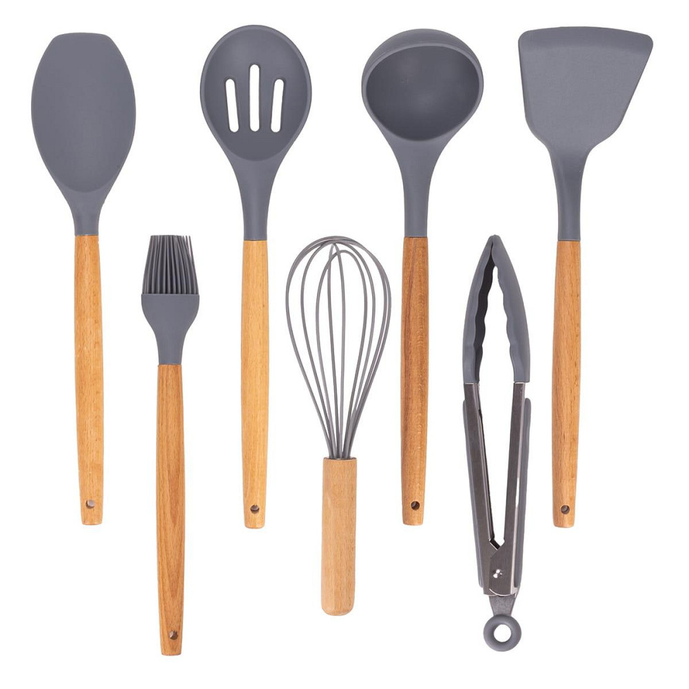 Набор силиконовых кухонных принадлежностей Kamille 8 предметов серый Одеса - зображення 2