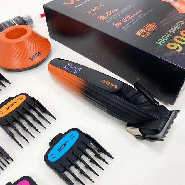 Машинка для стрижки аккумуляторная VGR V-889C оранжевая Киев - изображение 5