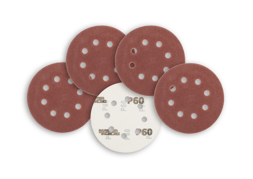 Круг шлифовальный на липучке MASTERTOOL 125 мм/8 отв P60 набор 5 шт 08-2506-H Харків - зображення 3
