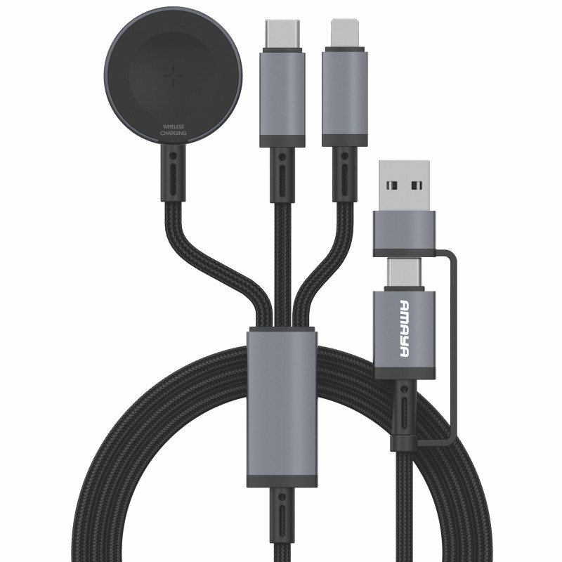 Дата кабель Amaya ACD-330X 6in1 Type-C/USB to iWatch/Lightning/Type-C 100W (1.2m) Херсон - изображение 1