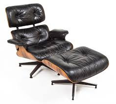 Дизайнерське крісло Релакс з отоманкою, натуральна шкіра, дерево чорне, коричневе, біле Дніпро - зображення 2