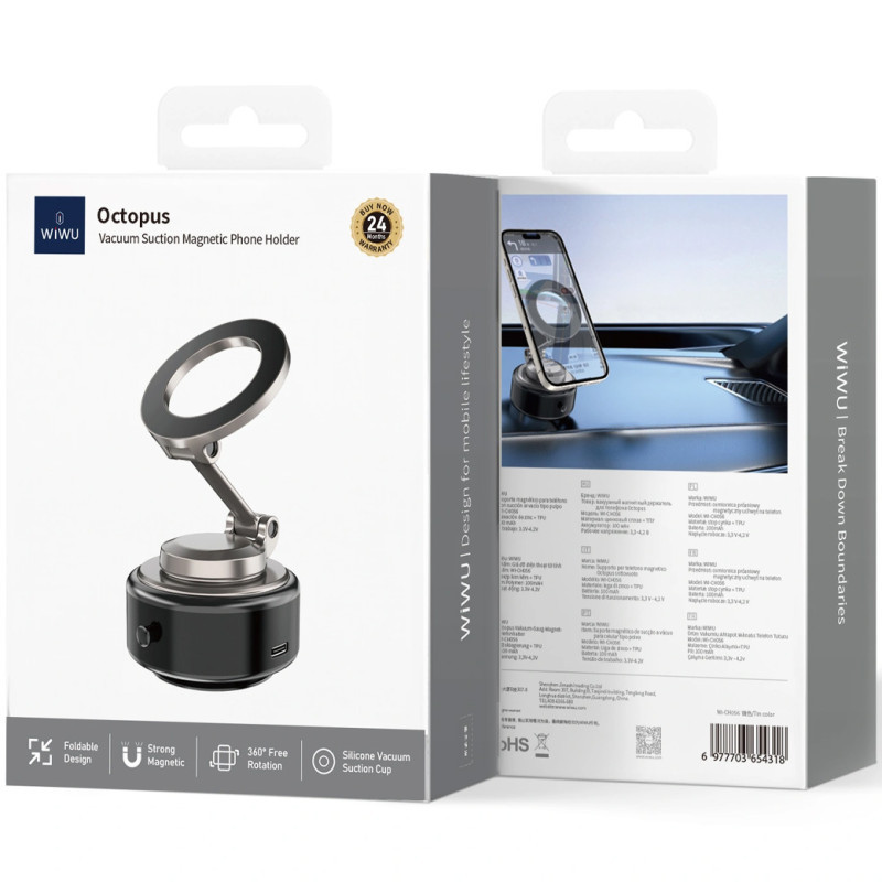 Автодержатель WIWU Wi-CH-056 Octopus Vacuum Suction Magnetic Херсон - зображення 5