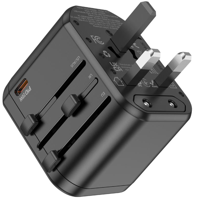 Сетевой универсальный переходник Hoco AC15 Walker PD20W+QC3.0 (2USB-A/1C) (EU) Херсон - изображение 4