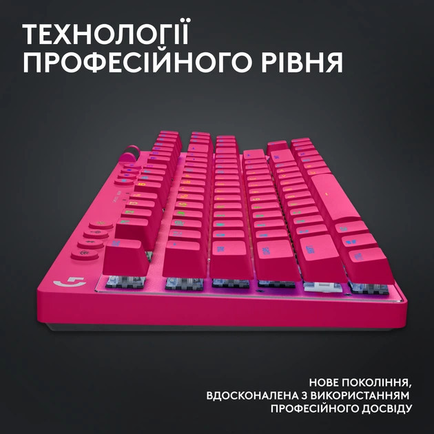 Клавиатура компьютерная безпроводная Logitech G Pro X TKL Lightspeed Tactile Magenta L920-012159 пур Київ - зображення 7