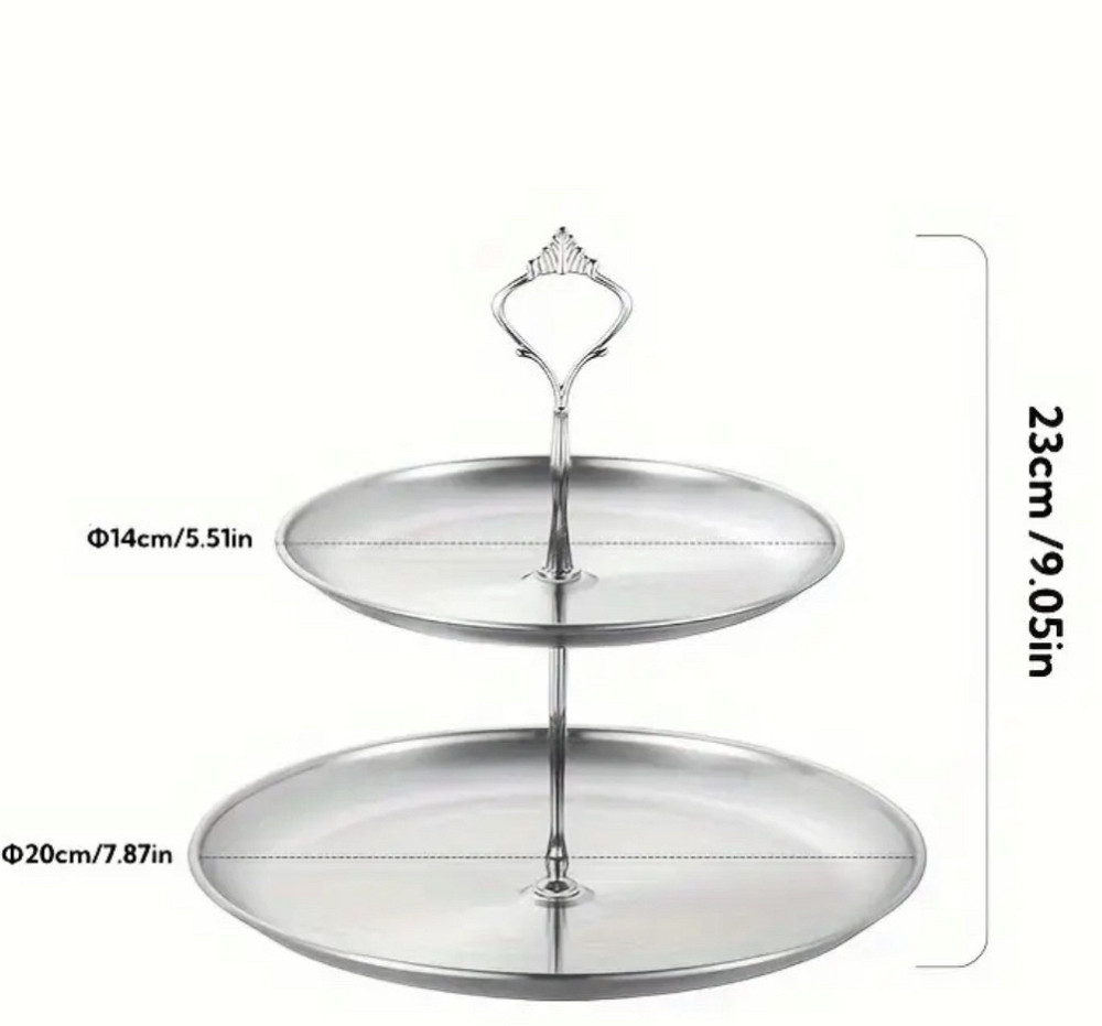 Подставка 2-ярусная Leeseph для праздничной сервировки серебристая Одеса - зображення 2