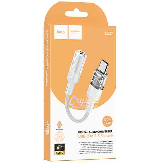 Переходник Aux Hoco LS37 Spirit transparent external sound card Type-C to 3.5mm Херсон