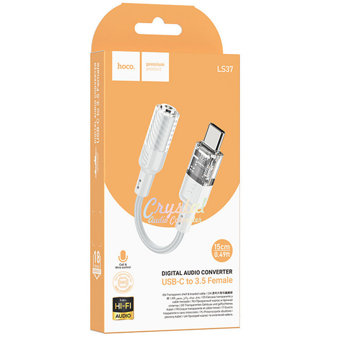 Переходник Aux Hoco LS37 Spirit transparent external sound card Type-C to 3.5mm Херсон - изображение 5