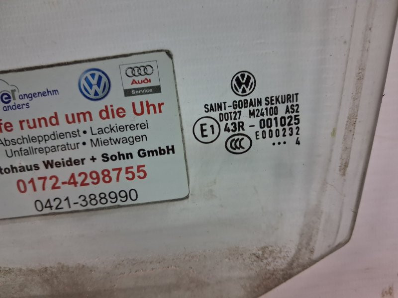 Стекло двери переднее левое Volkswagen Caddy 2K 1.9 DIESEL BJB 2003 (б/у) Київ - зображення 3