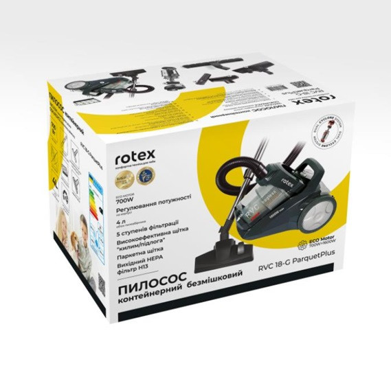 Пылесос Rotex Parquet Plus RVC18-G 700 Вт черный Киев - изображение 7