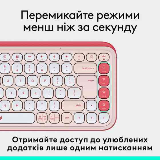 Клавиатура компьютерная безпроводная Logitech POP Icon Keys Rose L920-013073 розовая Киев