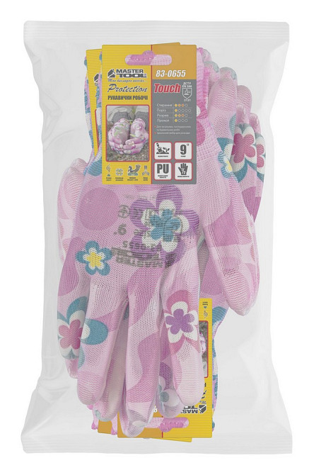 Перчатки бесшовные трикотажные MASTERTOOL "Фиалка" с полиуретановым покрытием ладони 9" 17-20 г подв Харків - зображення 2