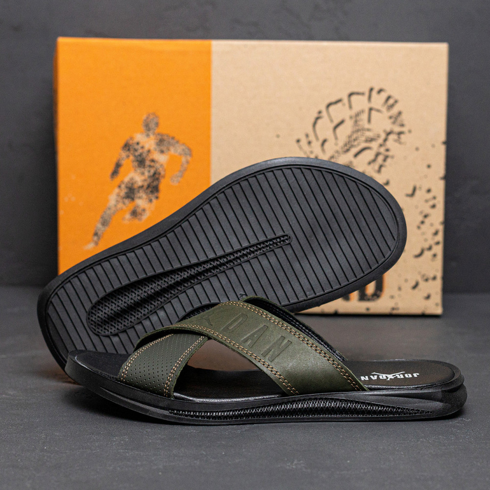 Мужские кожаные  летние шлепанцы-сланцы Jordan Київ - зображення 9