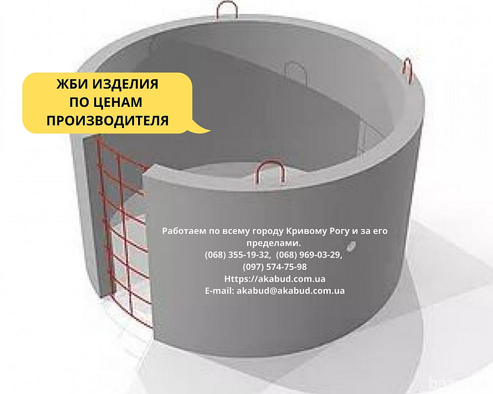 Кольца для колодцев и выгребных ям (крышки, днища) Кривий Ріг - зображення 1
