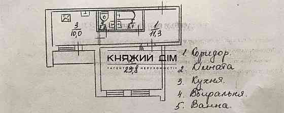 Видова 1 к. кв. 5 хв. ходьби від м. Харківська. код.11117185 Киев