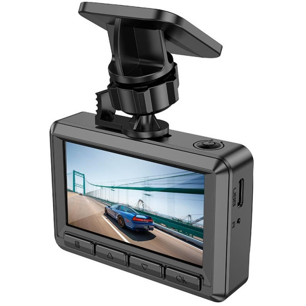 Автомобільний відеореєстратор Hoco DV3 Driving recorder with display (dual-channel) Black (Код товар Харьков - изображение 2