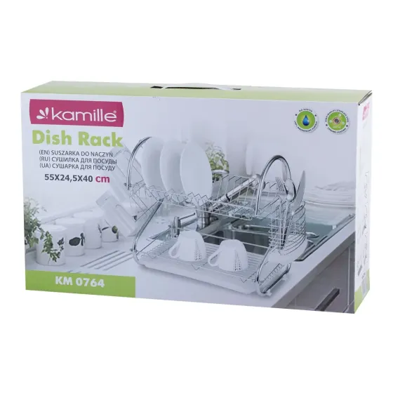 Сушилка для посуды Kamille двухъярусная 55×24,5×37см белый KM0765A Одеса
