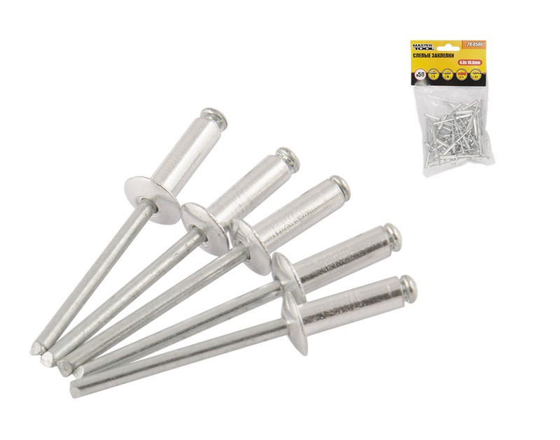 Заклепки алюминиевые вытяжные MASTERTOOL 4.0х18.00 мм 50 шт 20-0580 Харьков - изображение 1