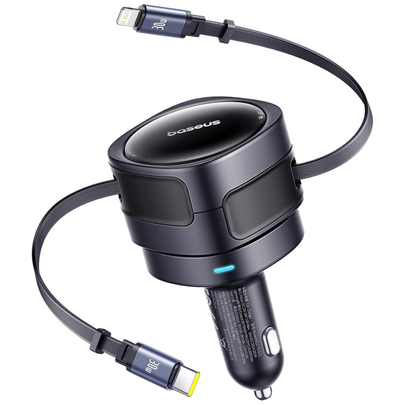 АЗУ Baseus Enjoyment Max PD60W with retractable cables (1USB-C/1L) (C00035507121) Херсон - зображення 1