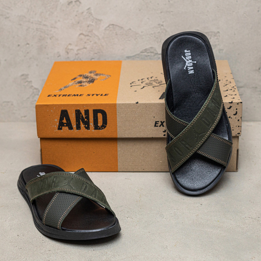 Мужские кожаные  летние шлепанцы-сланцы Jordan Київ - зображення 8