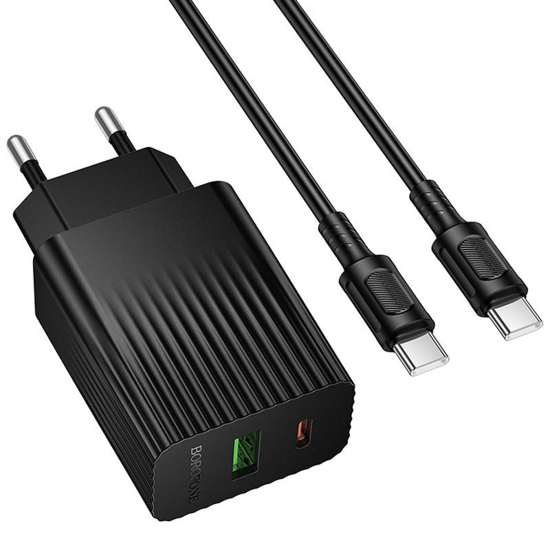 СЗУ Borofone BAS76A Source PD30W+QC3.0 (1USB-A/1C) + кабель Type-C to Type-C Херсон - изображение 3