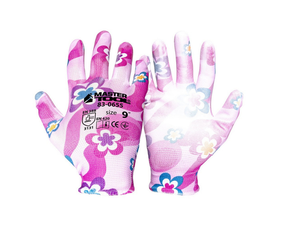 Перчатки бесшовные трикотажные MASTERTOOL "Фиалка" с полиуретановым покрытием ладони 9" 17-20 г подв Харків - зображення 1