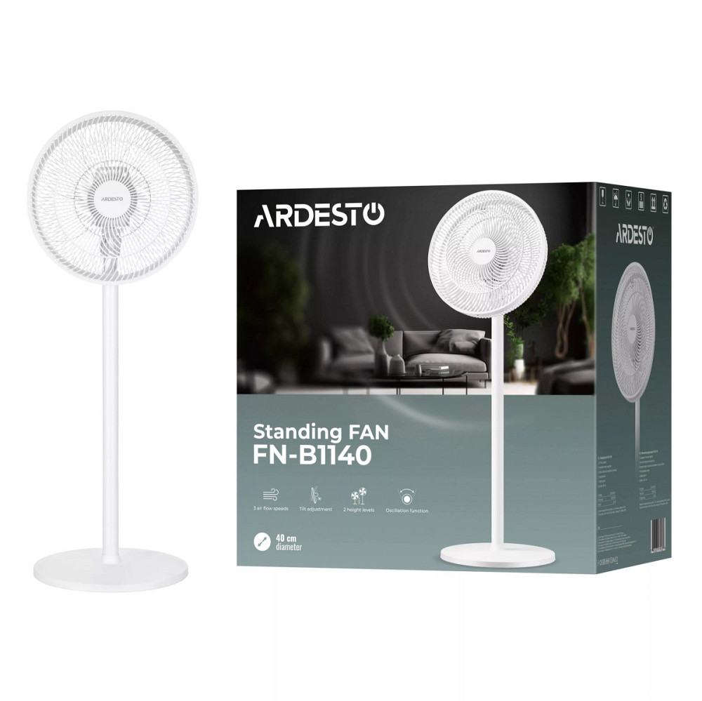 Вентилятор напольный Ardesto FN-B1140 55 Вт белый Київ - зображення 10