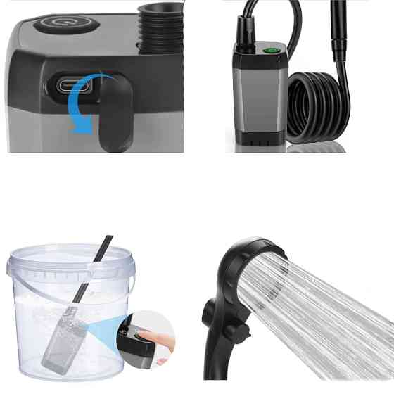 Портативный душ Spopal Pro Water Temp and Battery Level Indicator 6000mAh + bucket 20L (USB-C) Херсон