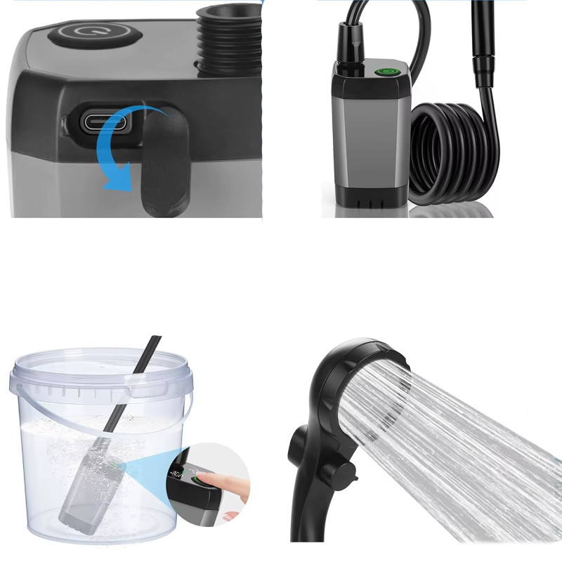 Портативный душ Spopal Pro Water Temp and Battery Level Indicator 6000mAh + bucket 20L (USB-C) Херсон - изображение 3