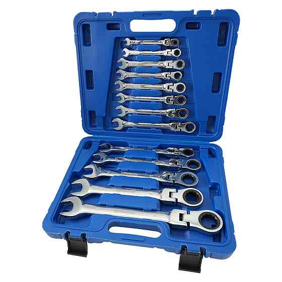 Набор ключей комбинированных с трещоткой и шарниром 8,10,12-15,17,19,22,24,27,30,32мм 13ед.  СТАНДАР Харків