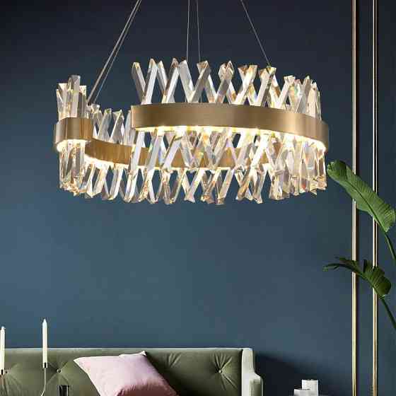 Люстра стельова LED 7006-600C-k Латунь 40-170х60х60 см. Київ