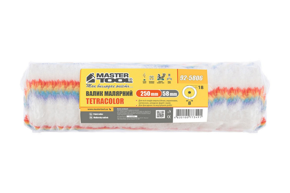 Валик малярный MASTERTOOL Tetracolor фасадный 58/250/18 мм Ø 8 мм 92-5806_Р Харьков - изображение 3