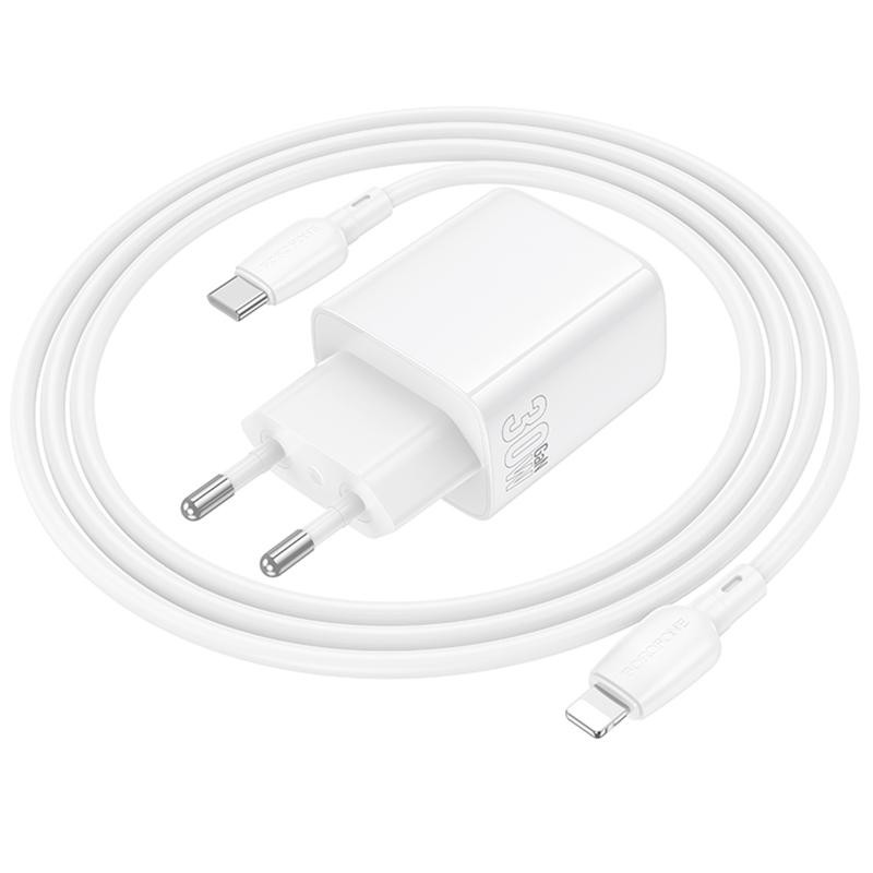 СЗУ Borofone BN29 Fuente PD30W+QC3.0 (1USB-A/1C) + кабель Type-C to Lightning Херсон - изображение 2