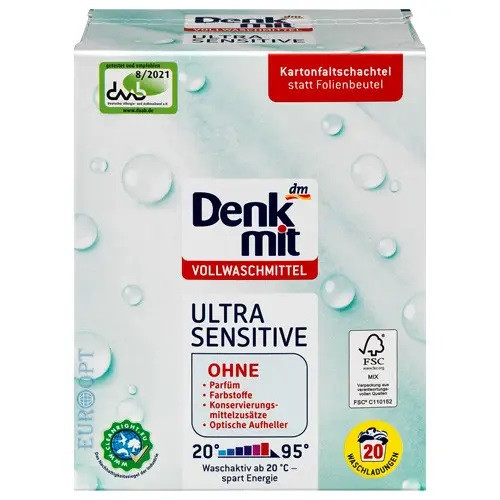 Порошок для прання білої білизни DenkMit Ultra Sensitive 4066447328820 1.35 кг Київ - зображення 1