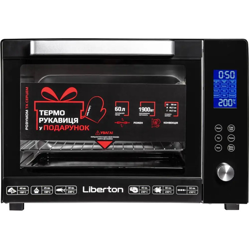 Электропечь Liberton LEO-601E Black 60 л черная Київ - зображення 1