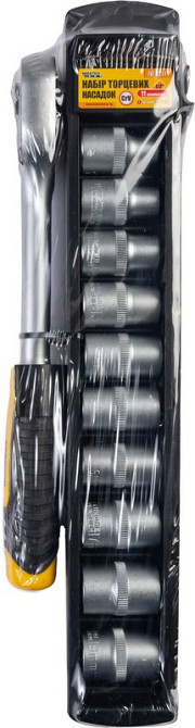 Набор головок торцевых 6-гранных MASTERTOOL ½" 8-19 мм с трещоткой 72 зубца CrV 11 шт 78-1311 Харків - зображення 6