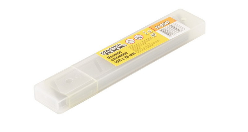 Лезвие для строительного ножа MASTERTOOL 18 мм 14 сегментов набор 10 шт 17-0547 Харків - зображення 2