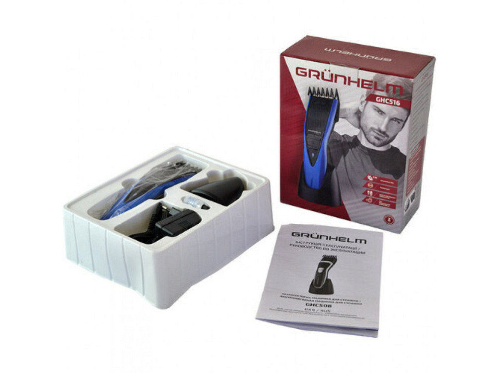 Машинка для стрижки волос Grunhelm GHС-516 3 Вт синия Київ - зображення 9