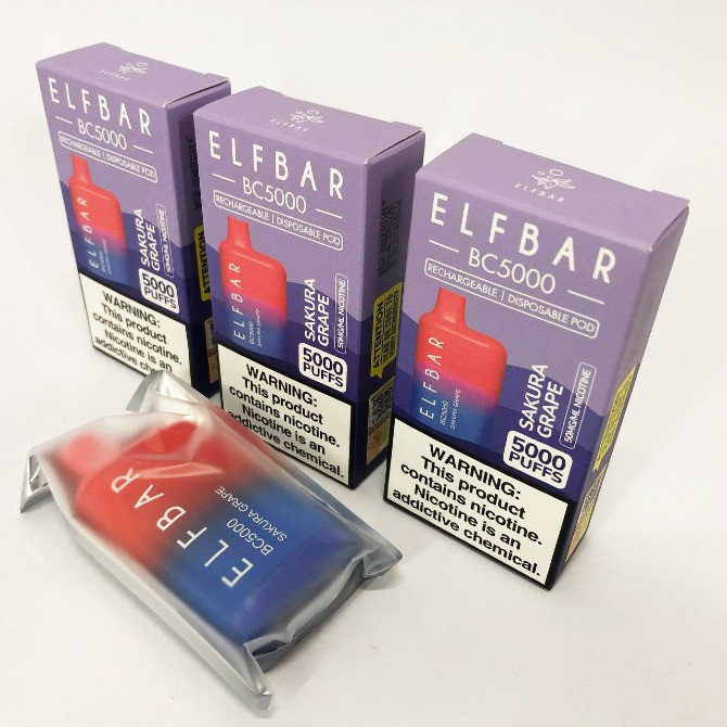 • Сакура-Виноград • Електрона сигарета Elfbar BC 5000 тяг, 5% Київ - зображення 2
