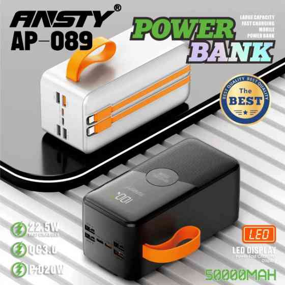 Power Bank Ansty AP-089 22.5W PD20W 50000mAh Black Харьков