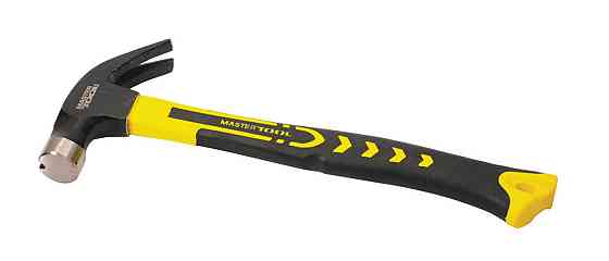 Молоток столярный MASTERTOOL 450 г HRC 50 рукоятка фиберглассовая 340 мм с магнитным пазом 02-0705 Харків