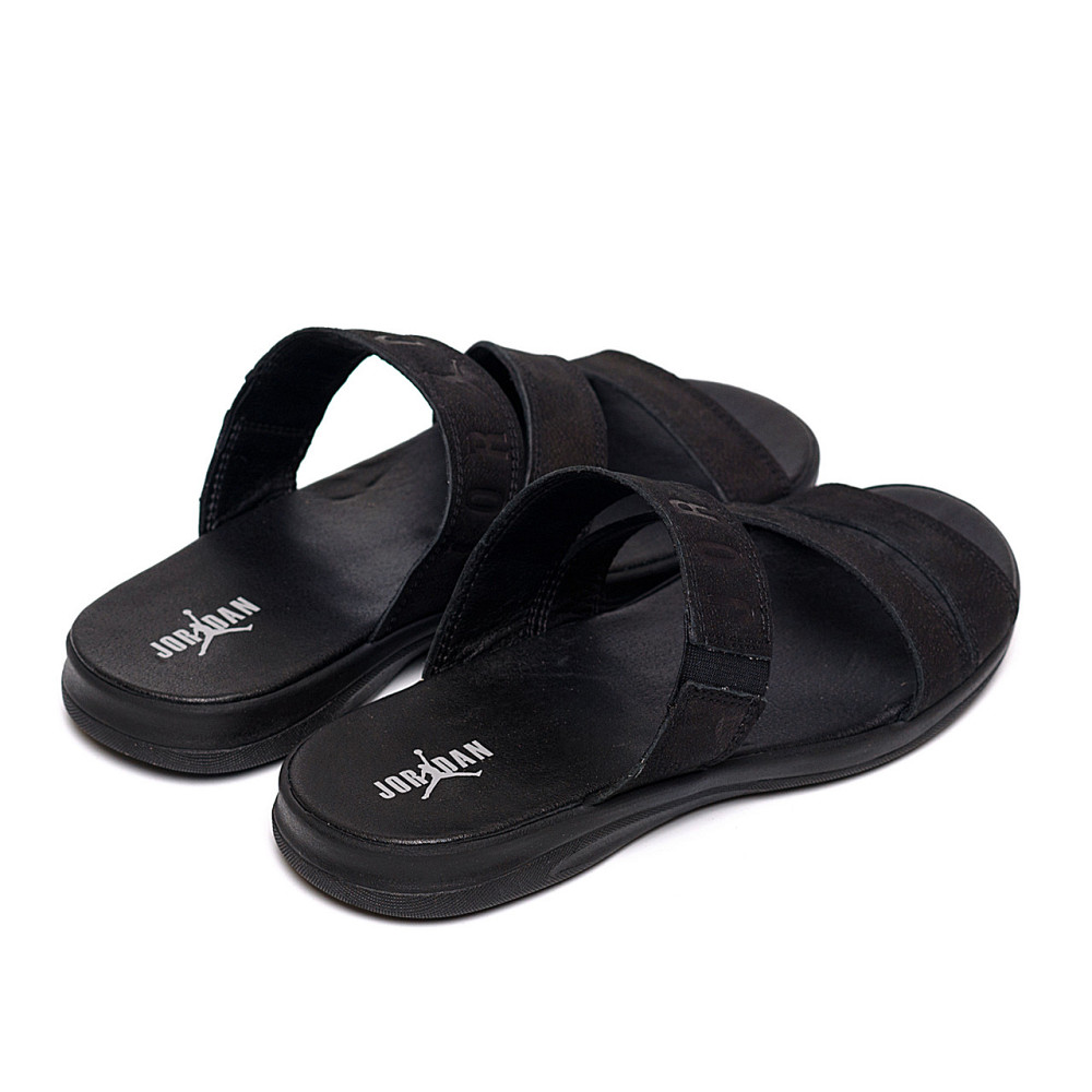 Мужские кожаные  летние шлепанцы-сланцы Jordan Black Київ - зображення 4