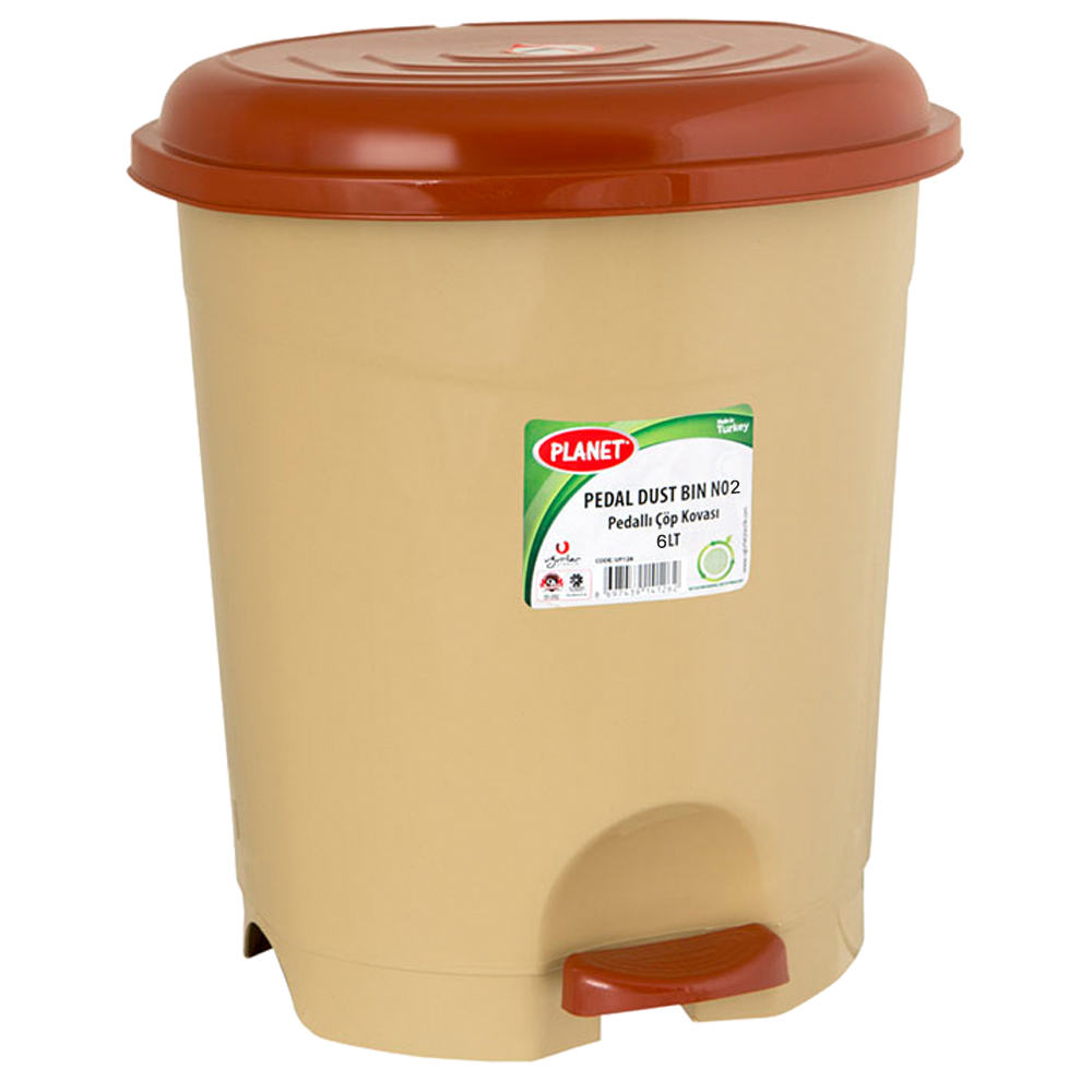 Ведро для мусора с педалью Planet №2 6 л бежевое Київ - зображення 1