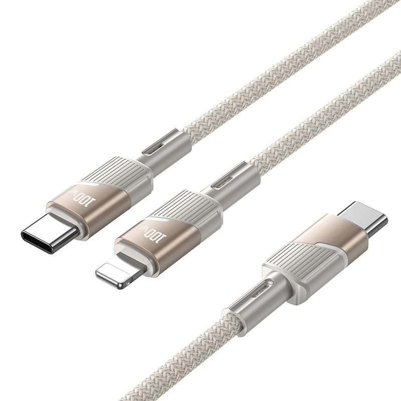 Дата кабель Hoco U139 Type-C to Lightning/Type-C 100W (1.2m) Херсон - зображення 2