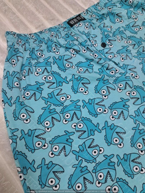 Мужские голубые семейные трусы BRES с принтом "Весёлые акулы" (арт. MBXK 307/01/120) Кривой Рог - изображение 4