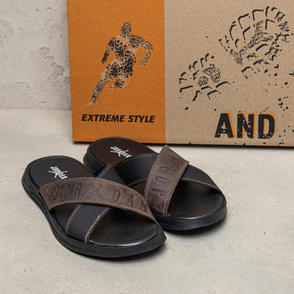 Мужские кожаные  летние шлепанцы-сланцы Jordan Київ - зображення 5