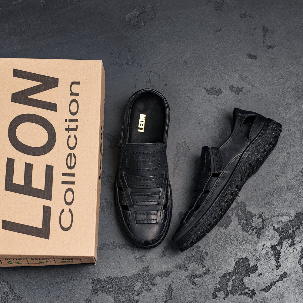 Мужские кожаные летние туфли Leon  Black Киев - изображение 9