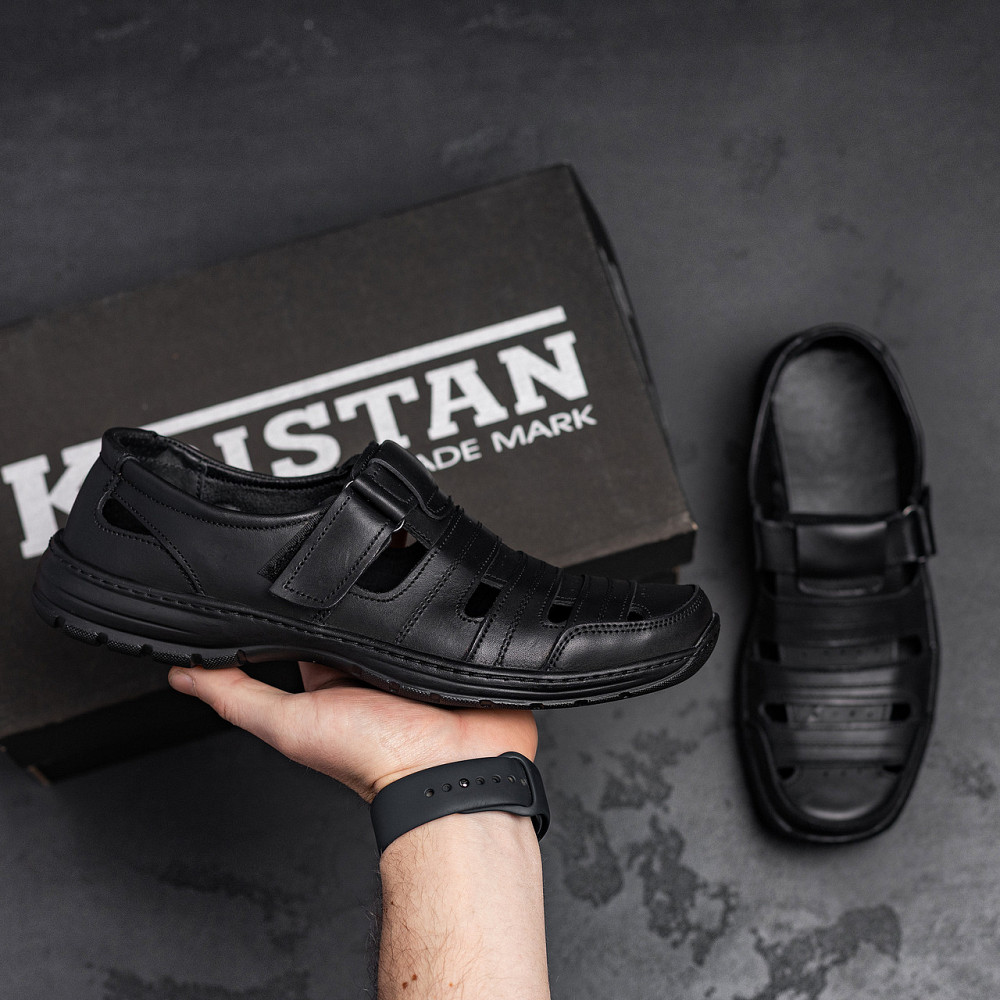 Мужские кожаные летние туфли Lara  Black Київ - зображення 12